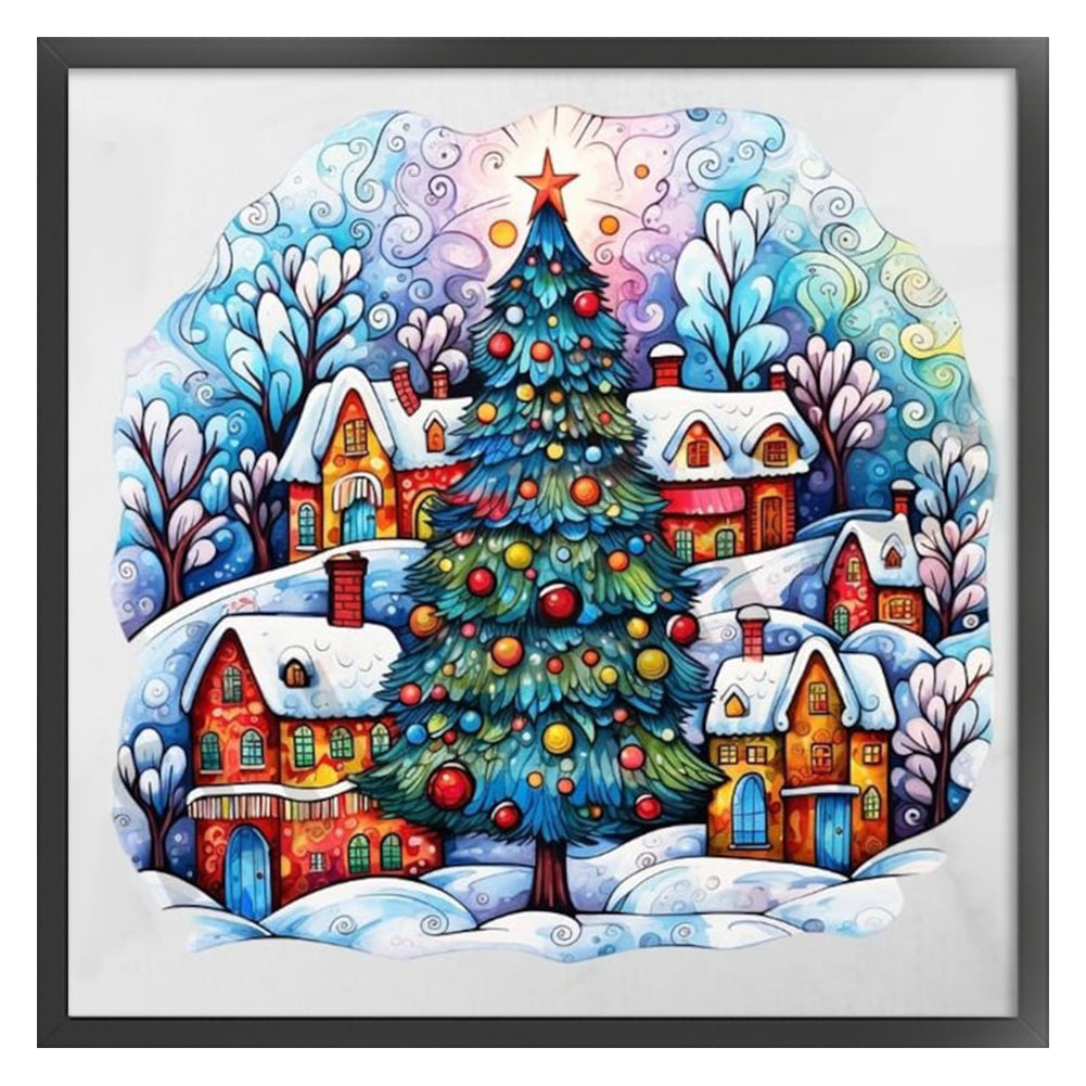 Christmas Tree Cabin - 11CT Stamped Cross Stitch 60*60CM