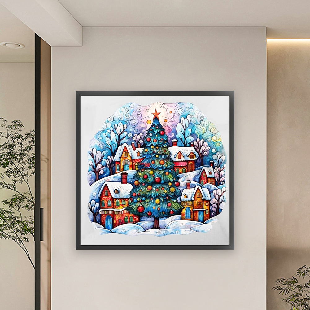 Christmas Tree Cabin - 11CT Stamped Cross Stitch 60*60CM