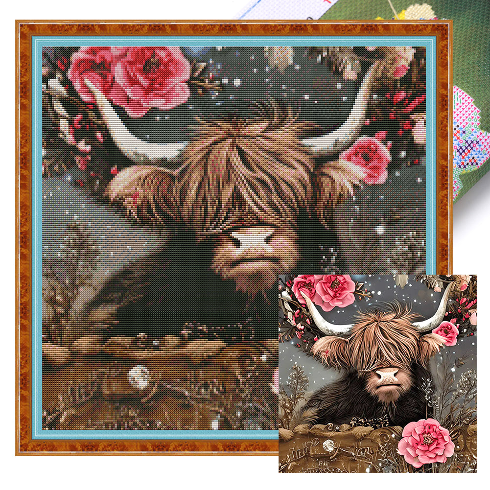 Alpine Yak - 11CT Stamped Cross Stitch 40*40CM