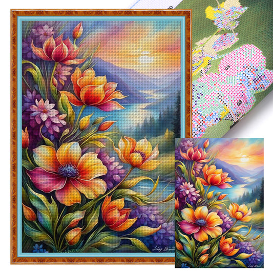 Mountain Flowers - 11CT Stamped Cross Stitch 40*60CM