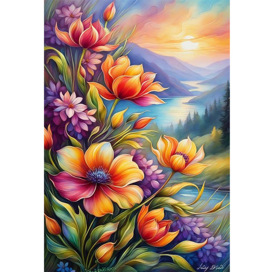 Mountain Flowers - 11CT Stamped Cross Stitch 40*60CM