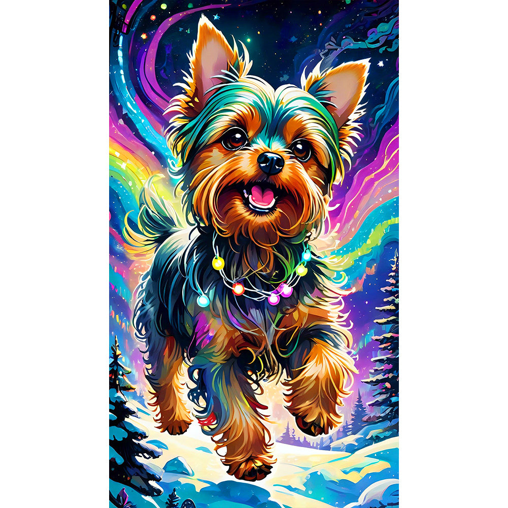 Dog Galloping Under The Aurora - Full Round Drill Diamond Painting 40*70CM