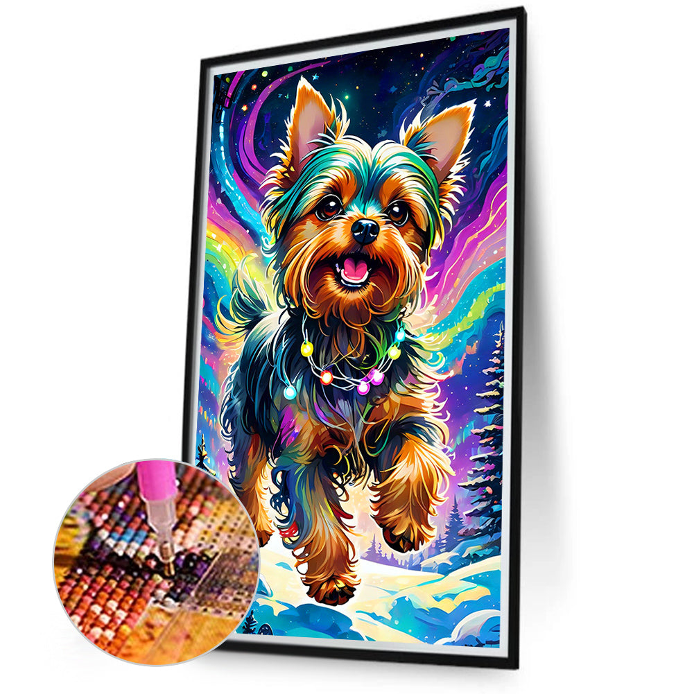 Dog Galloping Under The Aurora - Full Round Drill Diamond Painting 40*70CM