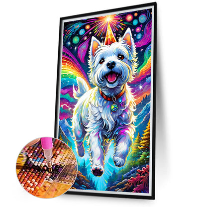 White Fur Running Under The Aurora - Full Round Drill Diamond Painting 40*70CM