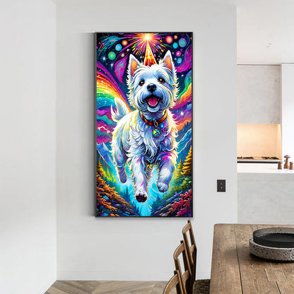 White Fur Running Under The Aurora - Full Round Drill Diamond Painting 40*70CM