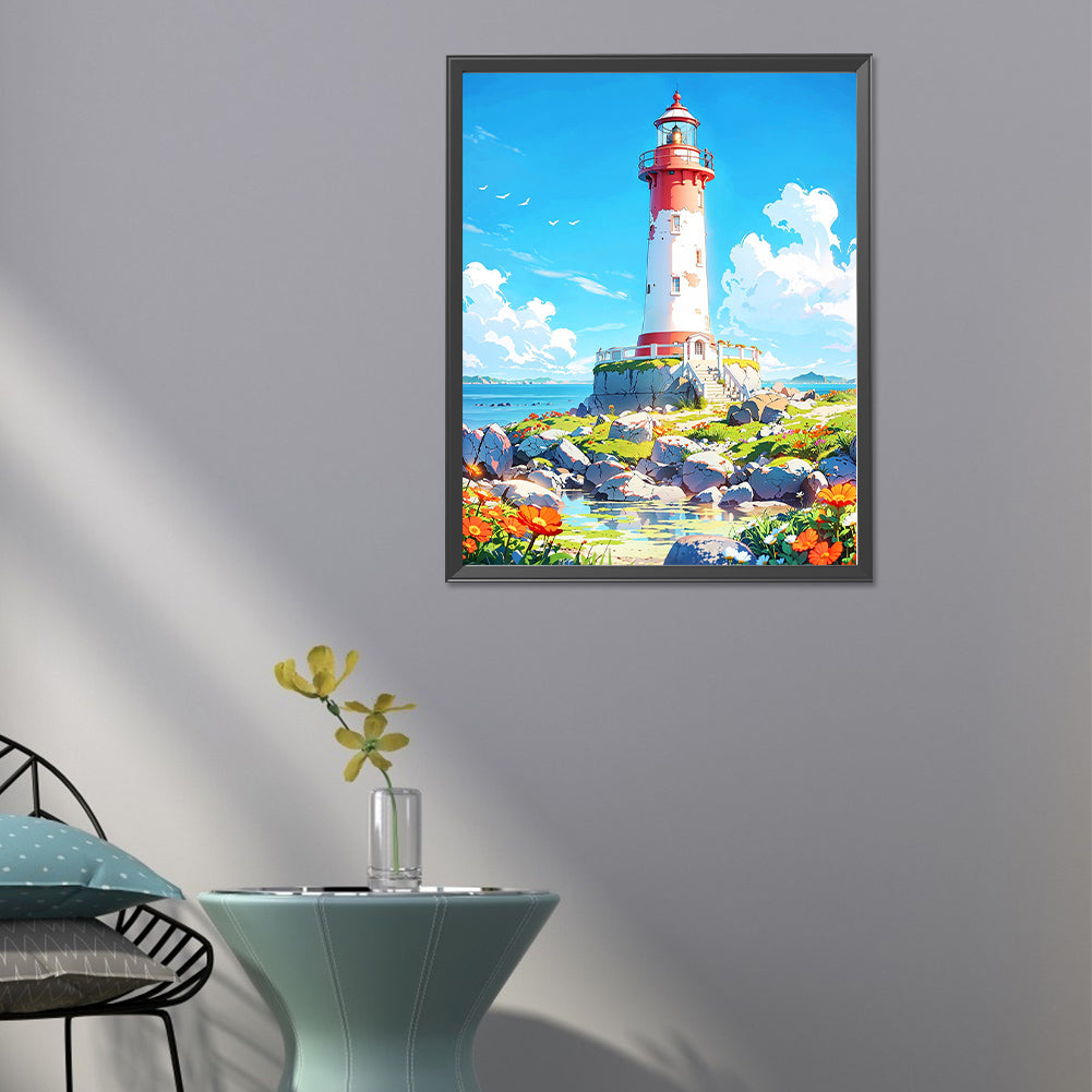 Mountain Lighthouse - Full Round Drill Diamond Painting 40*50CM