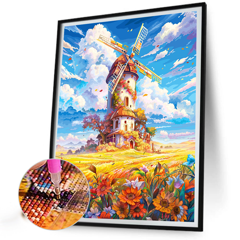 Floral Pinwheel - Full Round Drill Diamond Painting 40*50CM