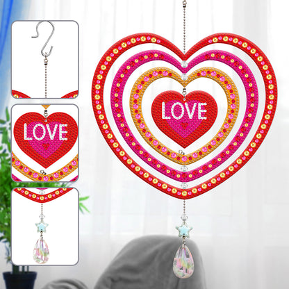 Suncatcher Diamond Painting Hanging Sign Christmas Home Windows Decor (Love)