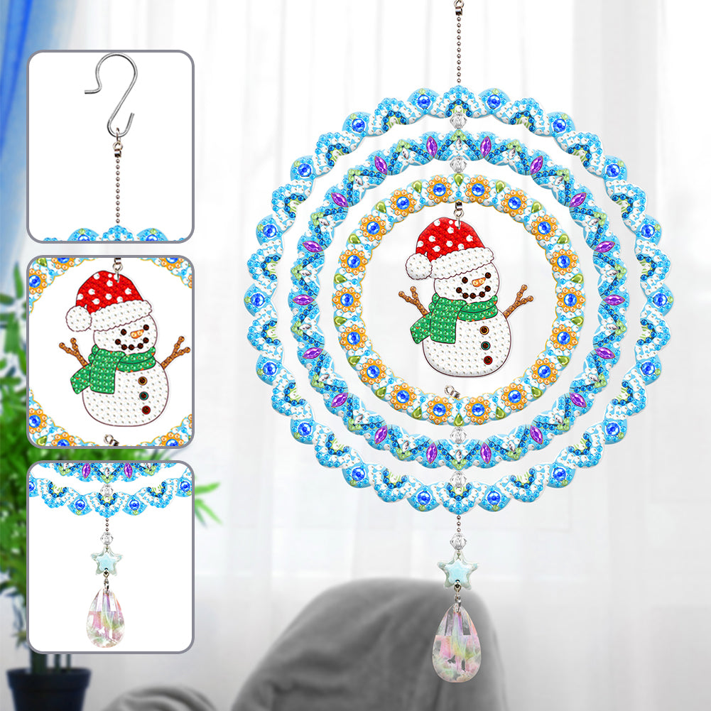 Suncatcher Diamond Painting Hanging Sign Christmas Home Windows Decor (Snowmen)