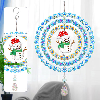 Suncatcher Diamond Painting Hanging Sign Christmas Home Windows Decor (Snowmen)