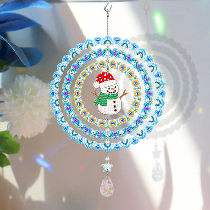 Suncatcher Diamond Painting Hanging Sign Christmas Home Windows Decor (Snowmen)