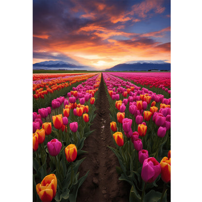 Tulip Flowers Field - 11CT Stamped Cross Stitch 40*60CM