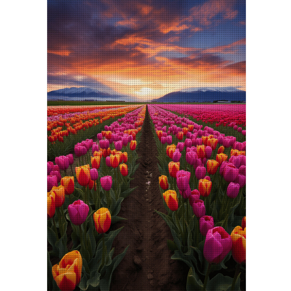 Tulip Flowers Field - 11CT Stamped Cross Stitch 40*60CM