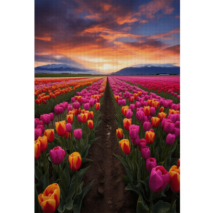 Tulip Flowers Field - 11CT Stamped Cross Stitch 40*60CM