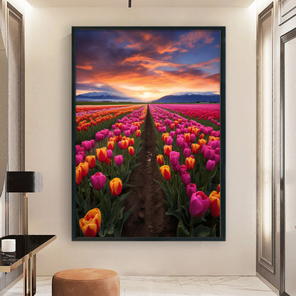 Tulip Flowers Field - 11CT Stamped Cross Stitch 40*60CM