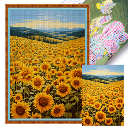 Sunflower Flower Field - 11CT Stamped Cross Stitch 40*60CM