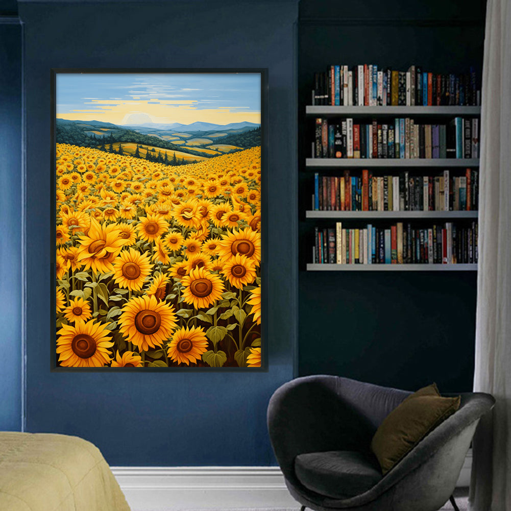 Sunflower Flower Field - 11CT Stamped Cross Stitch 40*60CM