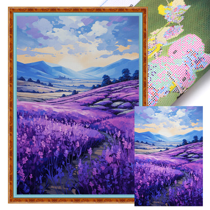 Lavender Flowers Field - 11CT Stamped Cross Stitch 40*60CM