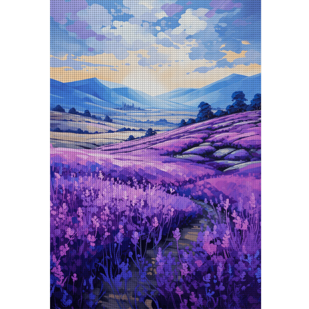 Lavender Flowers Field - 11CT Stamped Cross Stitch 40*60CM
