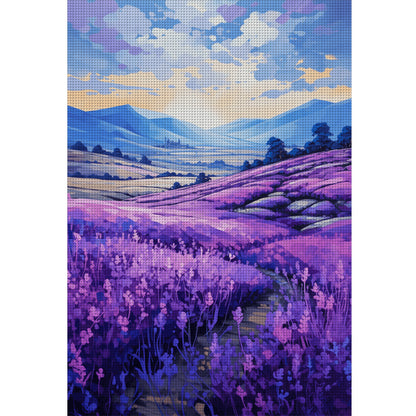 Lavender Flowers Field - 11CT Stamped Cross Stitch 40*60CM