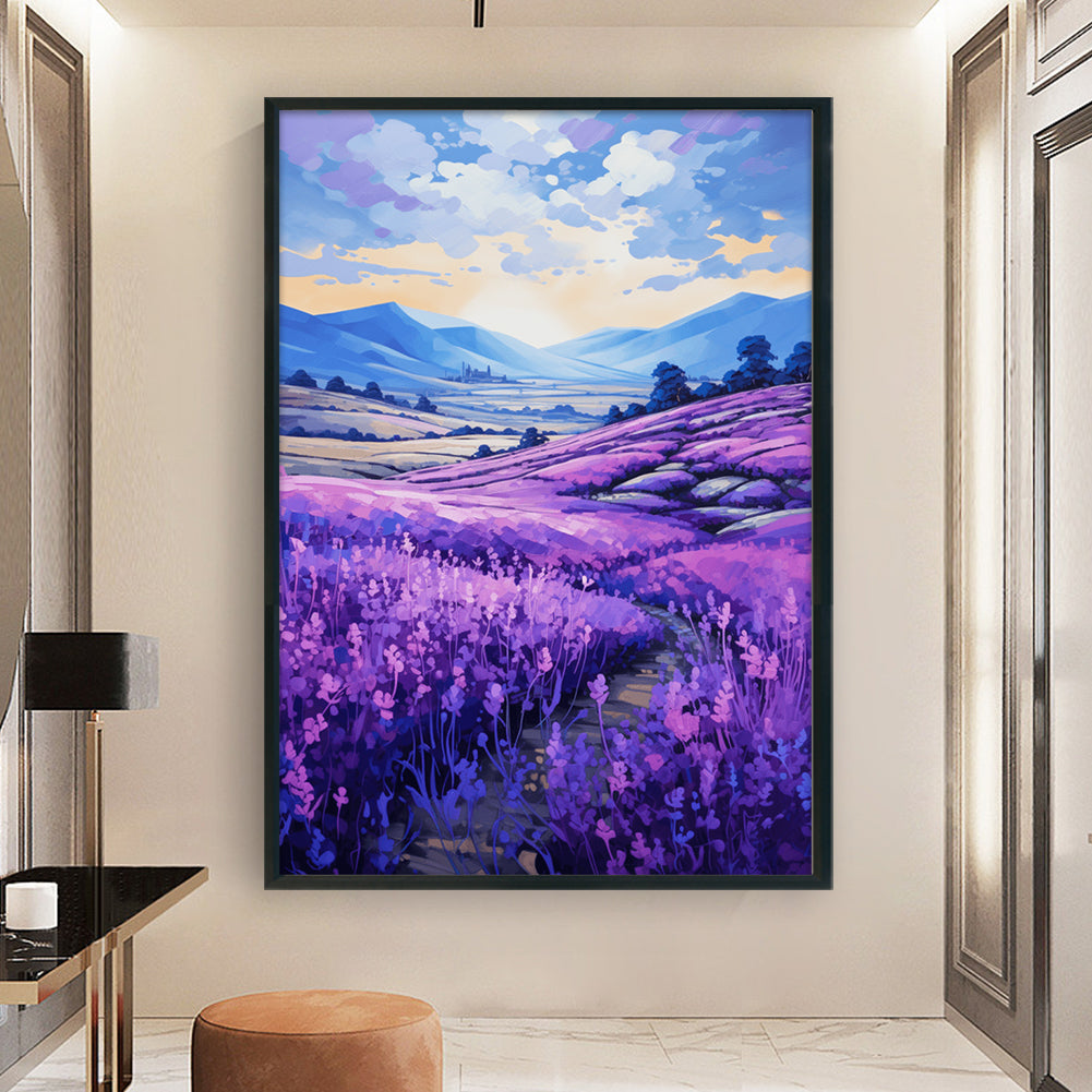 Lavender Flowers Field - 11CT Stamped Cross Stitch 40*60CM