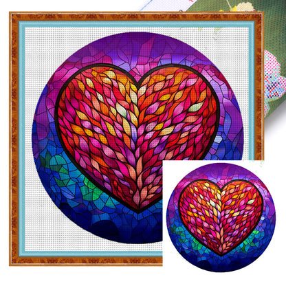 Glass Painting-Love - 11CT Stamped Cross Stitch 50*50CM