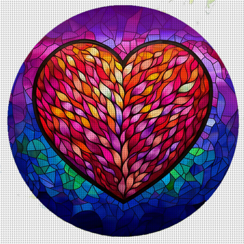 Glass Painting-Love - 11CT Stamped Cross Stitch 50*50CM