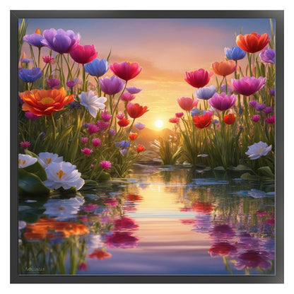 Riverside Of Flowers - 11CT Stamped Cross Stitch 50*50CM