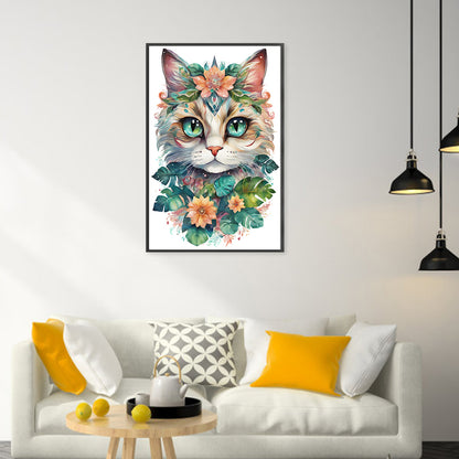 Flowers And Cat - 18CT Stamped Cross Stitch 30*45CM