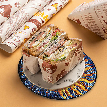 4PCS Wooden Diamond Painted Placemats for Dining Table Decor (Sun and Moon)