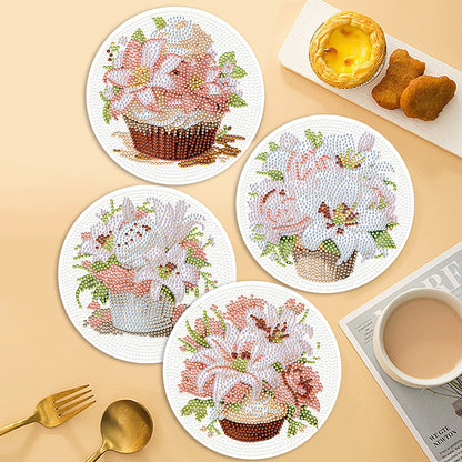 4PCS Wooden Diamond Painted Placemats for Dining Table Decor (Bouquet #9)