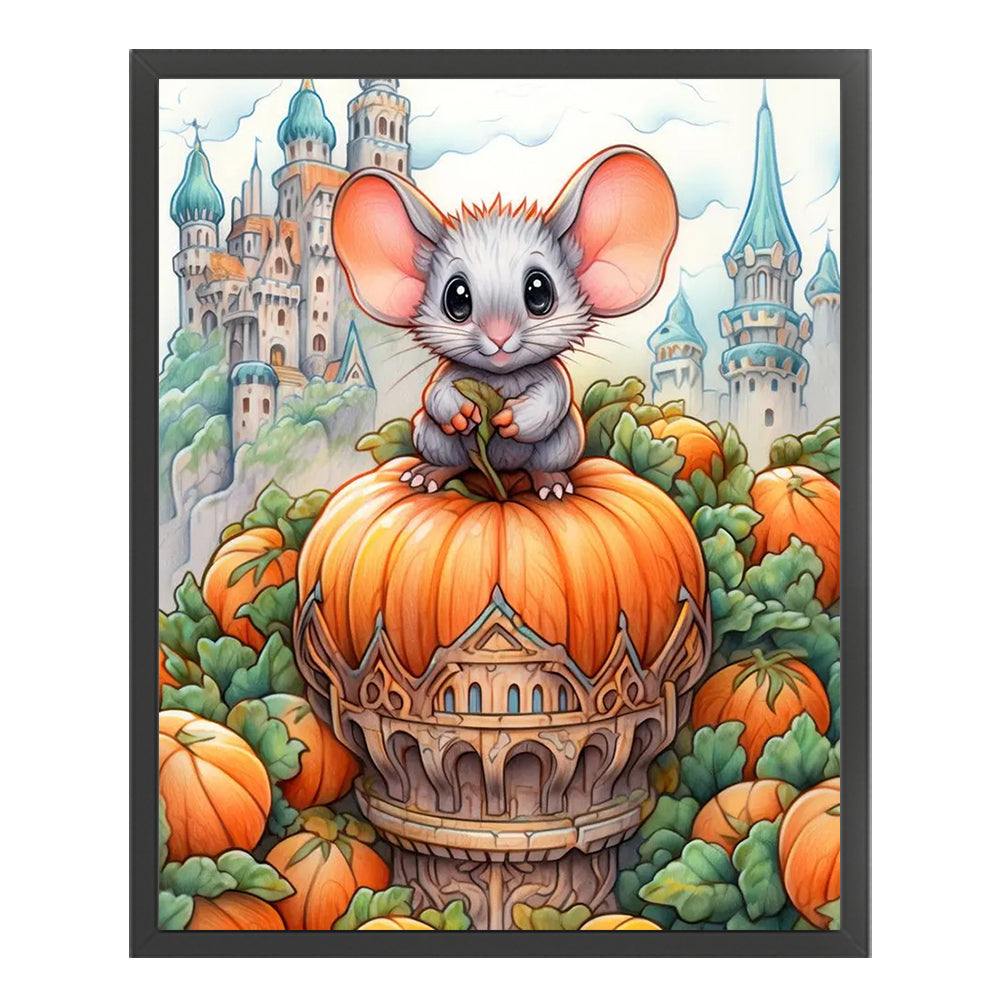 Mouse And Pumpkin Castle - 11CT Stamped Cross Stitch 45*55CM