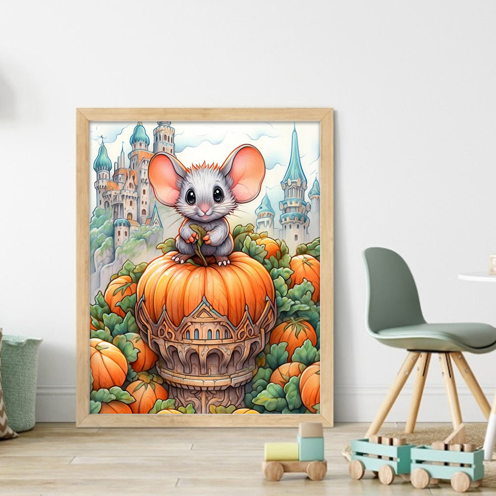 Mouse And Pumpkin Castle - 11CT Stamped Cross Stitch 45*55CM