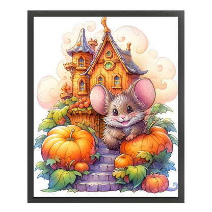 Mouse And Pumpkin Castle - 11CT Stamped Cross Stitch 45*55CM