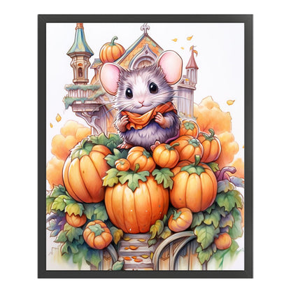 Mouse And Pumpkin Castle - 11CT Stamped Cross Stitch 45*55CM