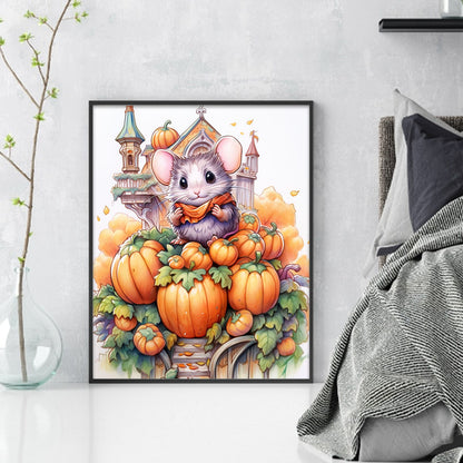 Mouse And Pumpkin Castle - 11CT Stamped Cross Stitch 45*55CM