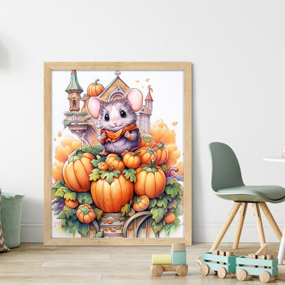 Mouse And Pumpkin Castle - 11CT Stamped Cross Stitch 45*55CM