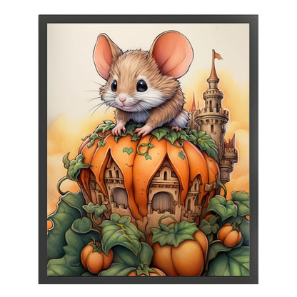 Mouse And Pumpkin Castle - 11CT Stamped Cross Stitch 45*55CM