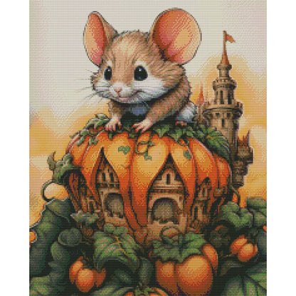 Mouse And Pumpkin Castle - 11CT Stamped Cross Stitch 45*55CM