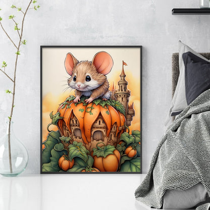 Mouse And Pumpkin Castle - 11CT Stamped Cross Stitch 45*55CM