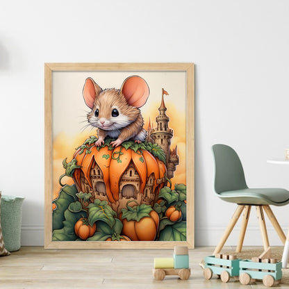 Mouse And Pumpkin Castle - 11CT Stamped Cross Stitch 45*55CM