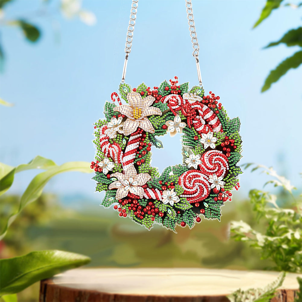 Special Shaped+Round Diamond Painting Wreath Ornament for Xmas Wall Decor (#1)
