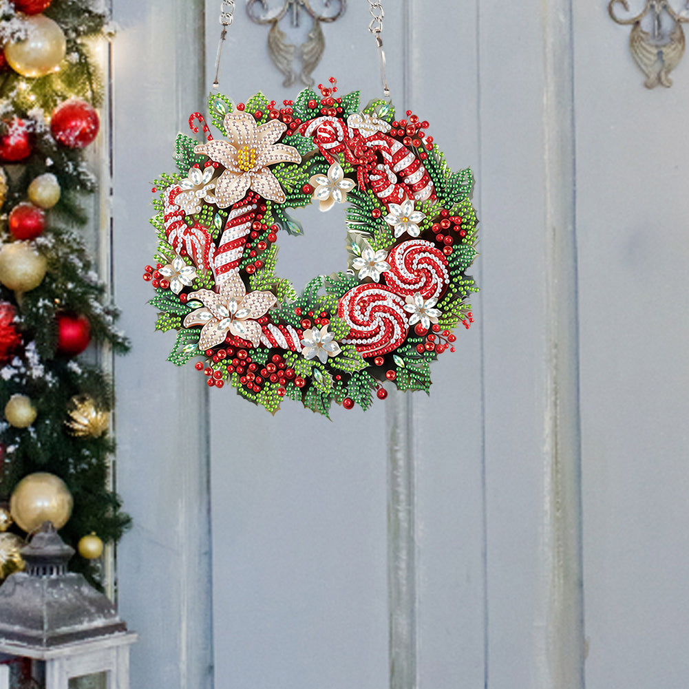 Special Shaped+Round Diamond Painting Wreath Ornament for Xmas Wall Decor (#1)