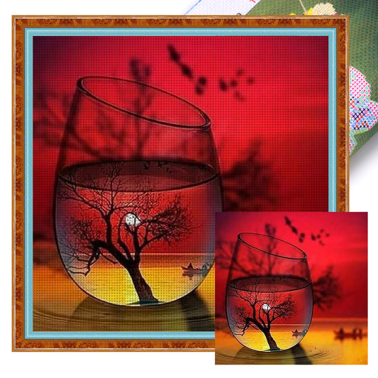 Sunset In Cup - 11CT Stamped Cross Stitch 40*40CM