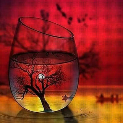 Sunset In Cup - 11CT Stamped Cross Stitch 40*40CM