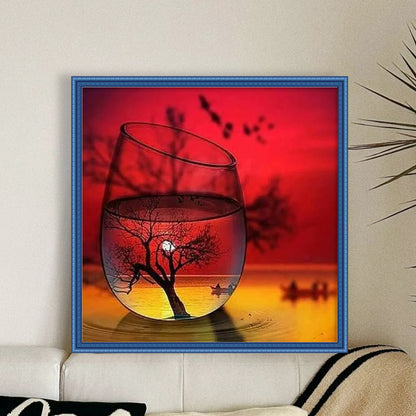 Sunset In Cup - 11CT Stamped Cross Stitch 40*40CM