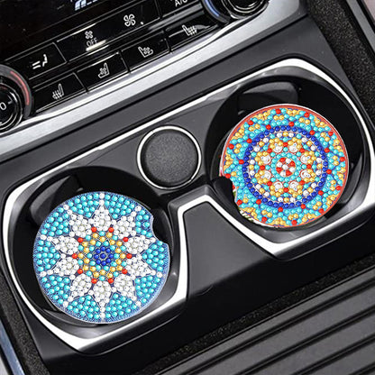 6PCS Acrylic Diamond Painting Car Coasters for Adults Kids Beginner (Mandala)