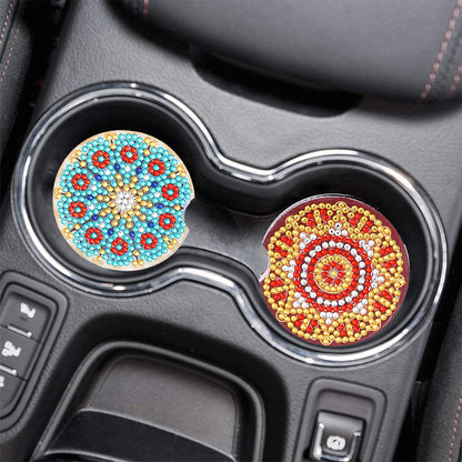 6PCS Acrylic Diamond Painting Car Coasters for Adults Kids Beginner (Mandala)