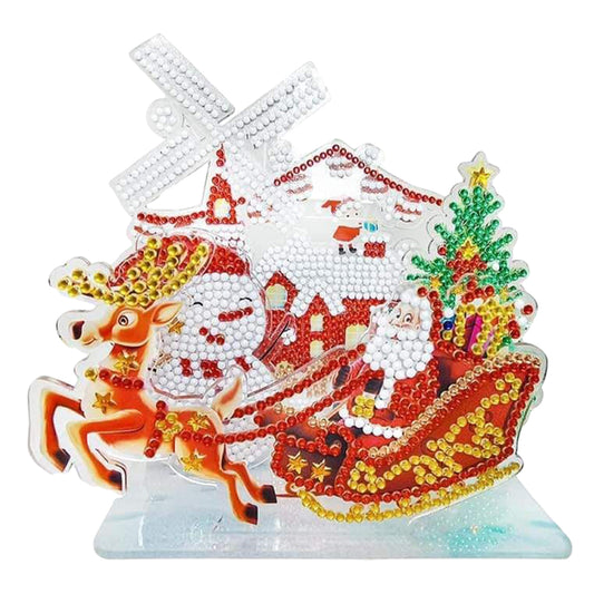 Diamond Painting Ornament Kits for Office Desktop Decor (Santa Delivers Present)