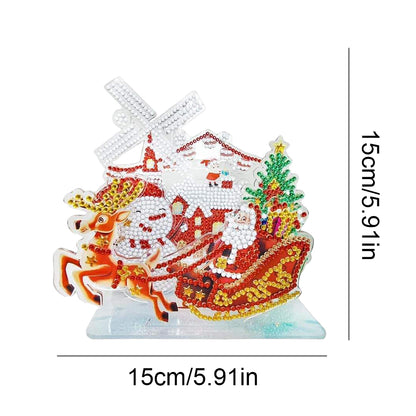 Diamond Painting Ornament Kits for Office Desktop Decor (Santa Delivers Present)